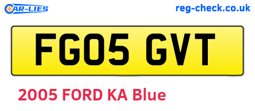 FG05GVT are the vehicle registration plates.