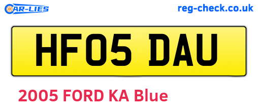 HF05DAU are the vehicle registration plates.