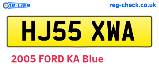 HJ55XWA are the vehicle registration plates.