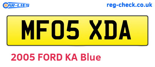 MF05XDA are the vehicle registration plates.