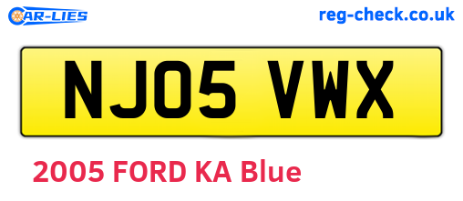 NJ05VWX are the vehicle registration plates.