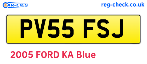 PV55FSJ are the vehicle registration plates.