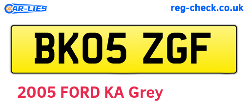 BK05ZGF are the vehicle registration plates.