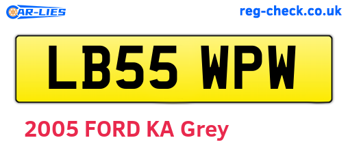 LB55WPW are the vehicle registration plates.