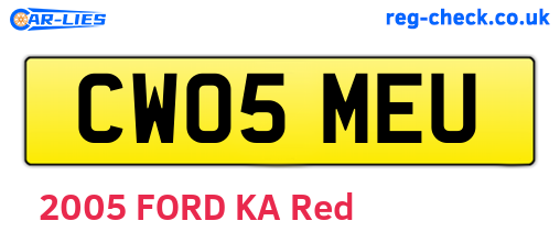 CW05MEU are the vehicle registration plates.