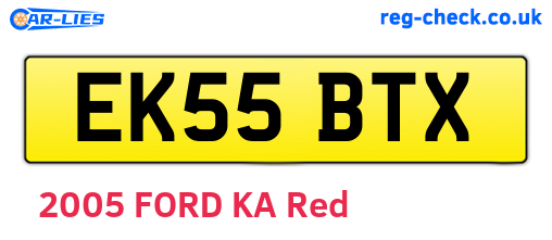 EK55BTX are the vehicle registration plates.