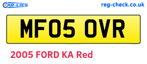 MF05OVR are the vehicle registration plates.