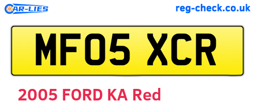 MF05XCR are the vehicle registration plates.