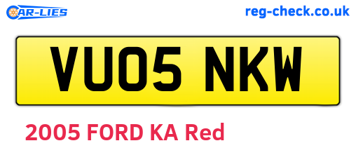 VU05NKW are the vehicle registration plates.