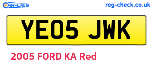 YE05JWK are the vehicle registration plates.