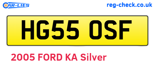 HG55OSF are the vehicle registration plates.