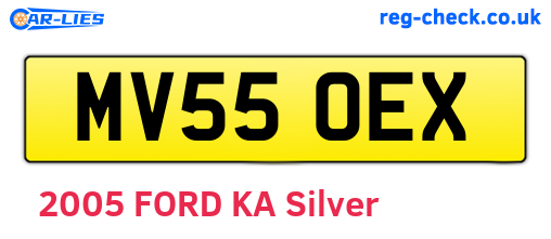 MV55OEX are the vehicle registration plates.
