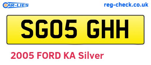 SG05GHH are the vehicle registration plates.