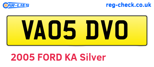 VA05DVO are the vehicle registration plates.
