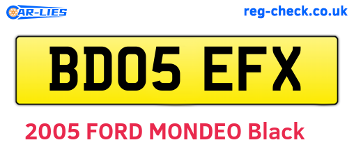 BD05EFX are the vehicle registration plates.