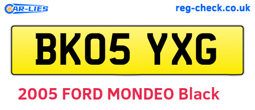BK05YXG are the vehicle registration plates.