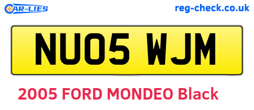 NU05WJM are the vehicle registration plates.