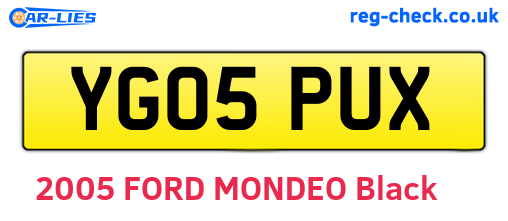 YG05PUX are the vehicle registration plates.
