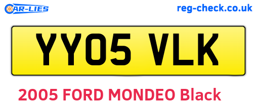 YY05VLK are the vehicle registration plates.