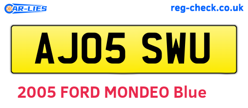 AJ05SWU are the vehicle registration plates.