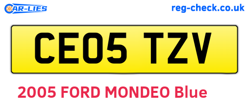 CE05TZV are the vehicle registration plates.