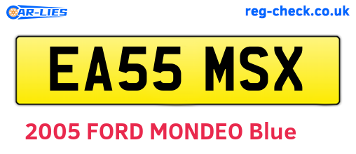 EA55MSX are the vehicle registration plates.