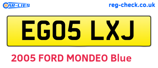 EG05LXJ are the vehicle registration plates.