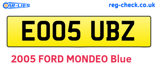 EO05UBZ are the vehicle registration plates.