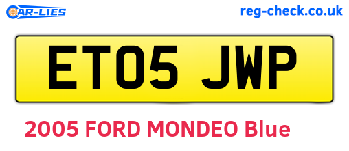 ET05JWP are the vehicle registration plates.