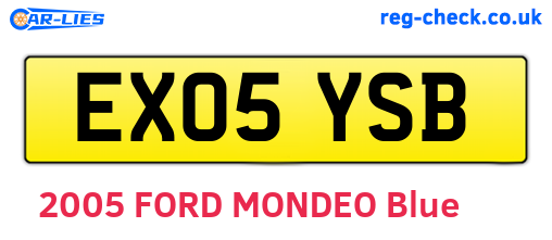 EX05YSB are the vehicle registration plates.