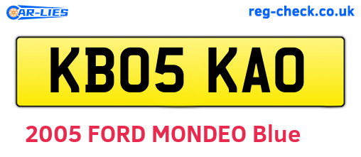 KB05KAO are the vehicle registration plates.