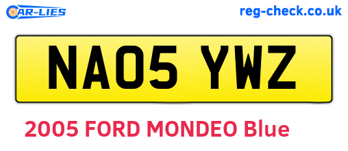 NA05YWZ are the vehicle registration plates.