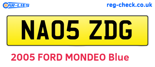 NA05ZDG are the vehicle registration plates.