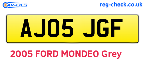 AJ05JGF are the vehicle registration plates.