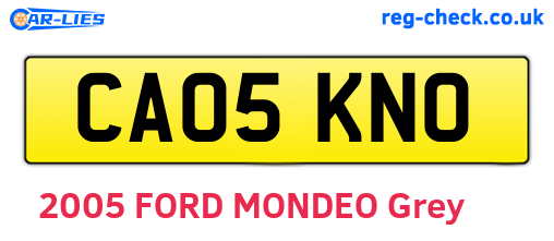 CA05KNO are the vehicle registration plates.