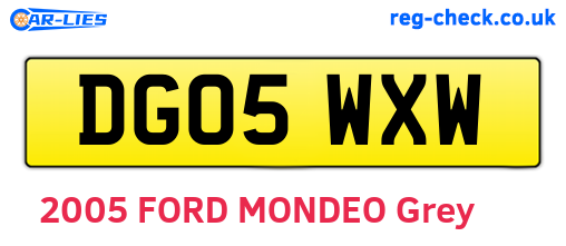 DG05WXW are the vehicle registration plates.