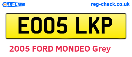 EO05LKP are the vehicle registration plates.