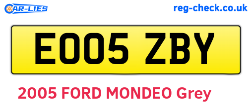 EO05ZBY are the vehicle registration plates.