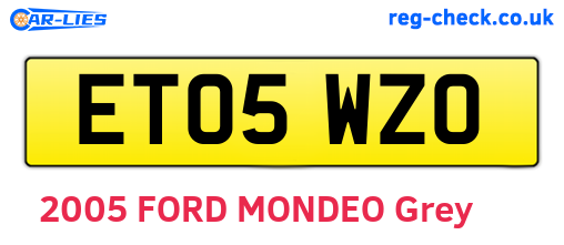ET05WZO are the vehicle registration plates.