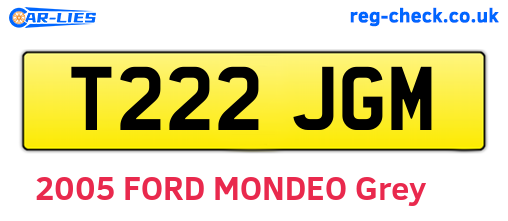T222JGM are the vehicle registration plates.