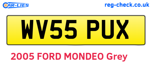 WV55PUX are the vehicle registration plates.
