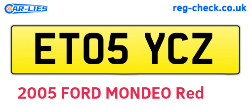 ET05YCZ are the vehicle registration plates.