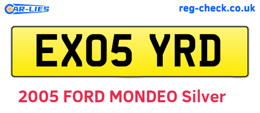 EX05YRD are the vehicle registration plates.