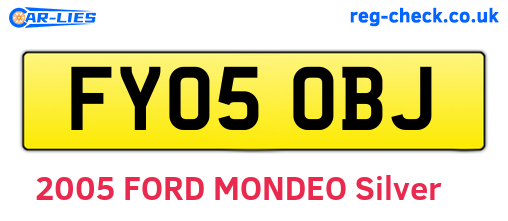 FY05OBJ are the vehicle registration plates.