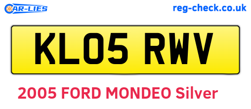 KL05RWV are the vehicle registration plates.