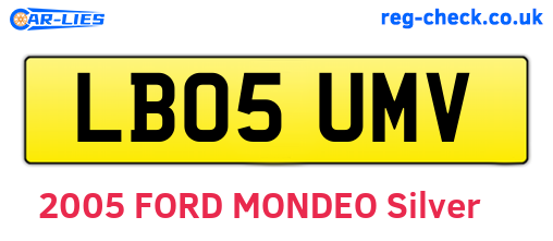 LB05UMV are the vehicle registration plates.