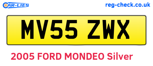 MV55ZWX are the vehicle registration plates.