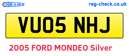 VU05NHJ are the vehicle registration plates.