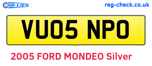 VU05NPO are the vehicle registration plates.