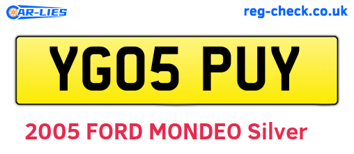 YG05PUY are the vehicle registration plates.